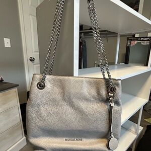 Michael Kors Gray Leather Shoulder Bag